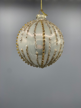 Weihnachtsschmuck Christbaumkugel Glas weiß gold perlmutt 8 cm